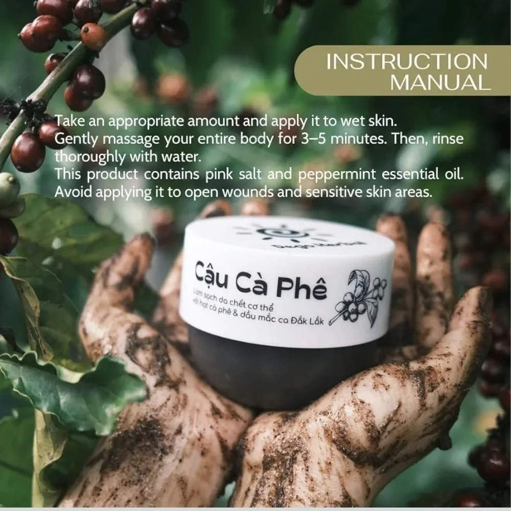 Cầu Cà Phê Coffee Scrub By Dego Herbal - Rich Brown White Sealed NWT 8.8oz